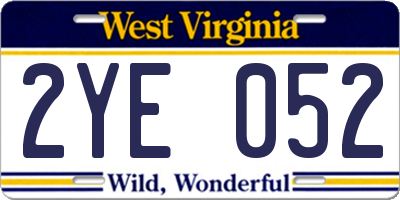 WV license plate 2YE052
