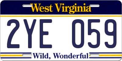 WV license plate 2YE059
