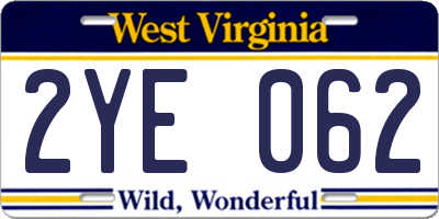 WV license plate 2YE062