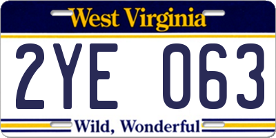 WV license plate 2YE063