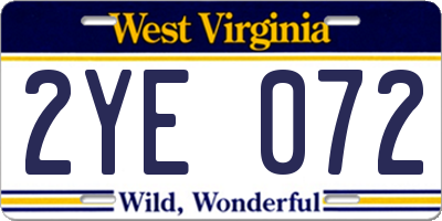 WV license plate 2YE072