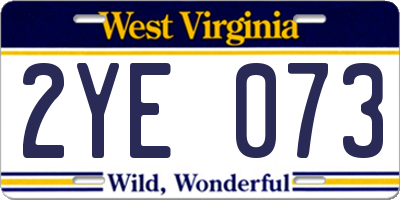 WV license plate 2YE073
