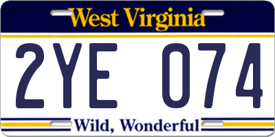 WV license plate 2YE074
