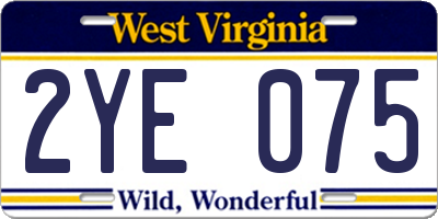 WV license plate 2YE075