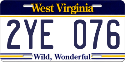 WV license plate 2YE076
