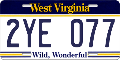 WV license plate 2YE077