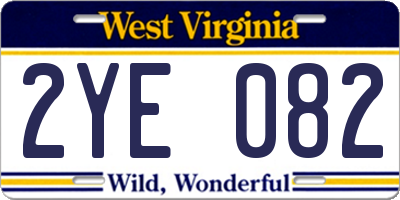 WV license plate 2YE082