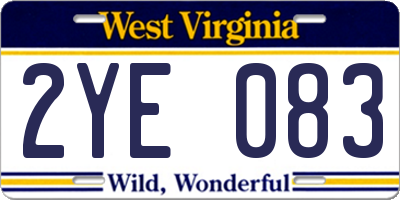 WV license plate 2YE083