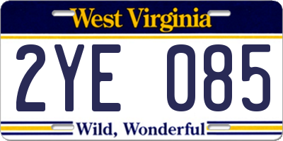 WV license plate 2YE085