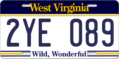 WV license plate 2YE089