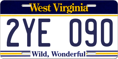 WV license plate 2YE090