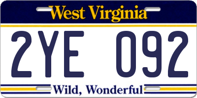 WV license plate 2YE092