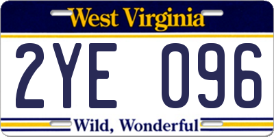 WV license plate 2YE096