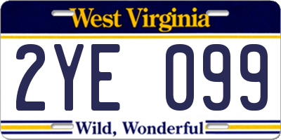 WV license plate 2YE099