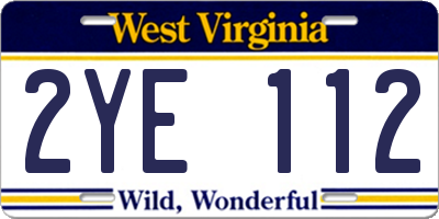 WV license plate 2YE112