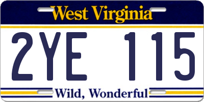 WV license plate 2YE115