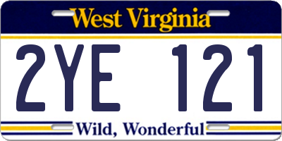 WV license plate 2YE121