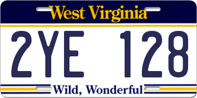 WV license plate 2YE128