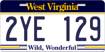 WV license plate 2YE129