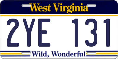 WV license plate 2YE131