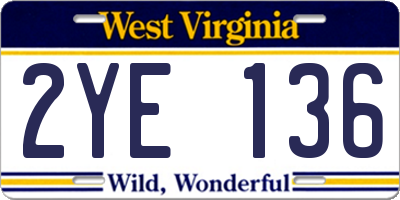 WV license plate 2YE136