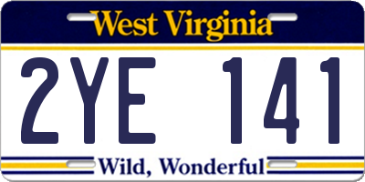 WV license plate 2YE141