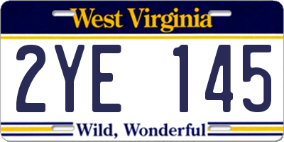 WV license plate 2YE145