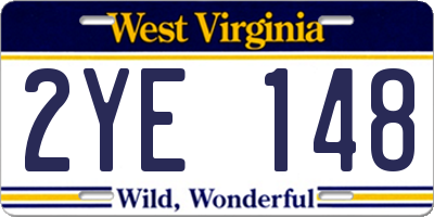 WV license plate 2YE148