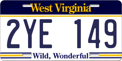 WV license plate 2YE149