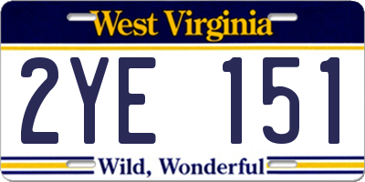WV license plate 2YE151