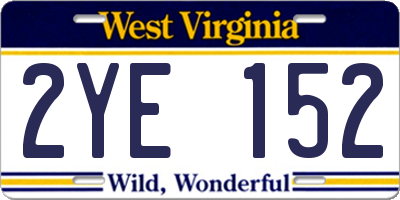 WV license plate 2YE152