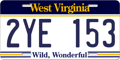 WV license plate 2YE153