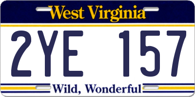 WV license plate 2YE157