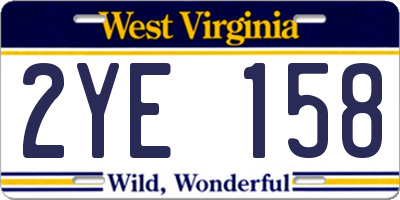 WV license plate 2YE158