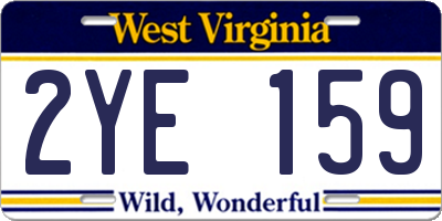 WV license plate 2YE159