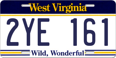 WV license plate 2YE161