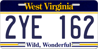 WV license plate 2YE162