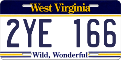WV license plate 2YE166
