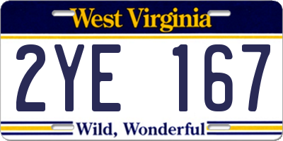 WV license plate 2YE167