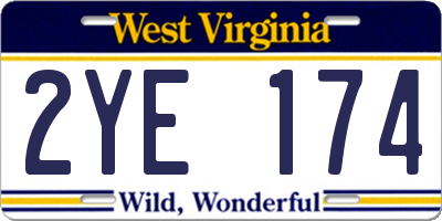 WV license plate 2YE174
