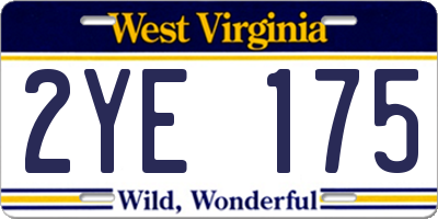 WV license plate 2YE175
