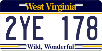 WV license plate 2YE178