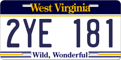 WV license plate 2YE181