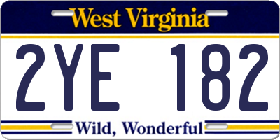 WV license plate 2YE182