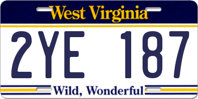 WV license plate 2YE187