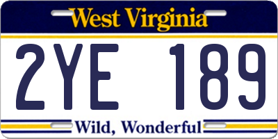 WV license plate 2YE189