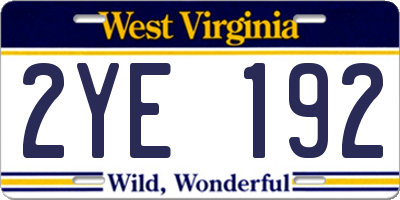 WV license plate 2YE192