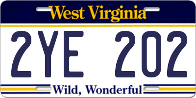 WV license plate 2YE202