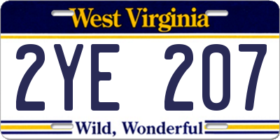 WV license plate 2YE207