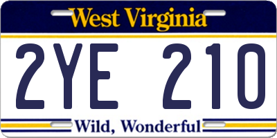 WV license plate 2YE210